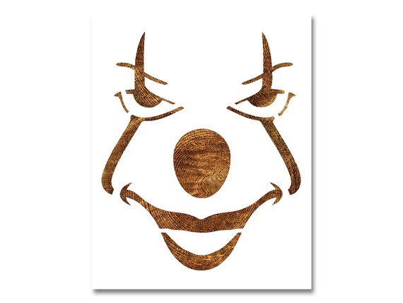Clown Pumpkin Stencil Size Options Reusable Color Draw &amp; - Etsy
