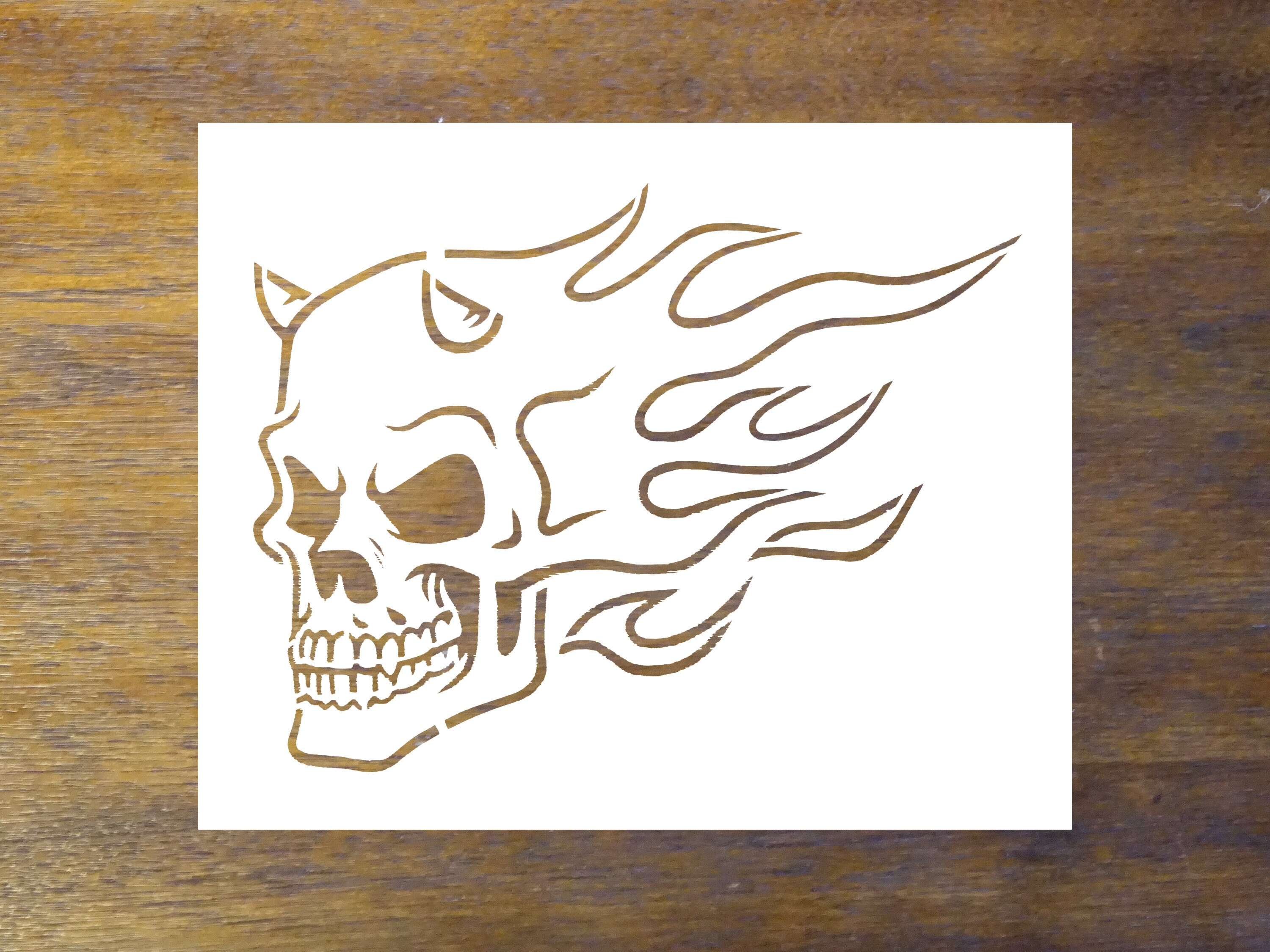 Flaming Skull Stencil Reusable Color Draw & Paint Stencil | Etsy