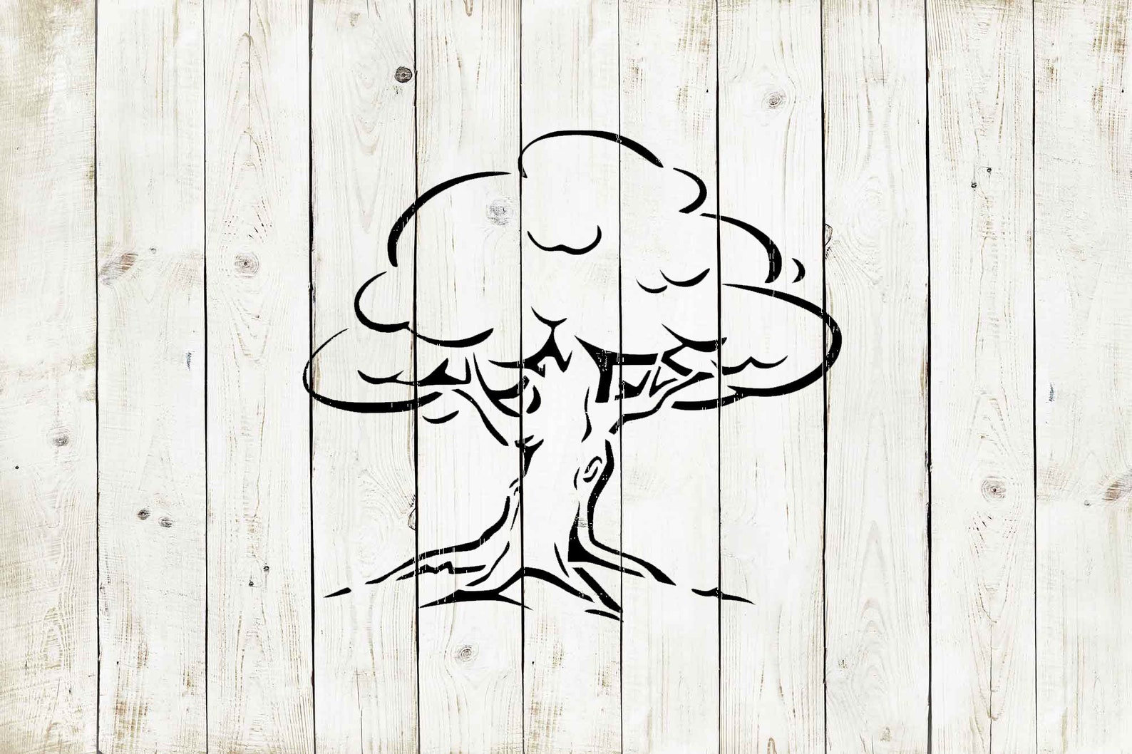 Oak Tree Stencil Size Options Reusable Color Draw &amp; - Etsy