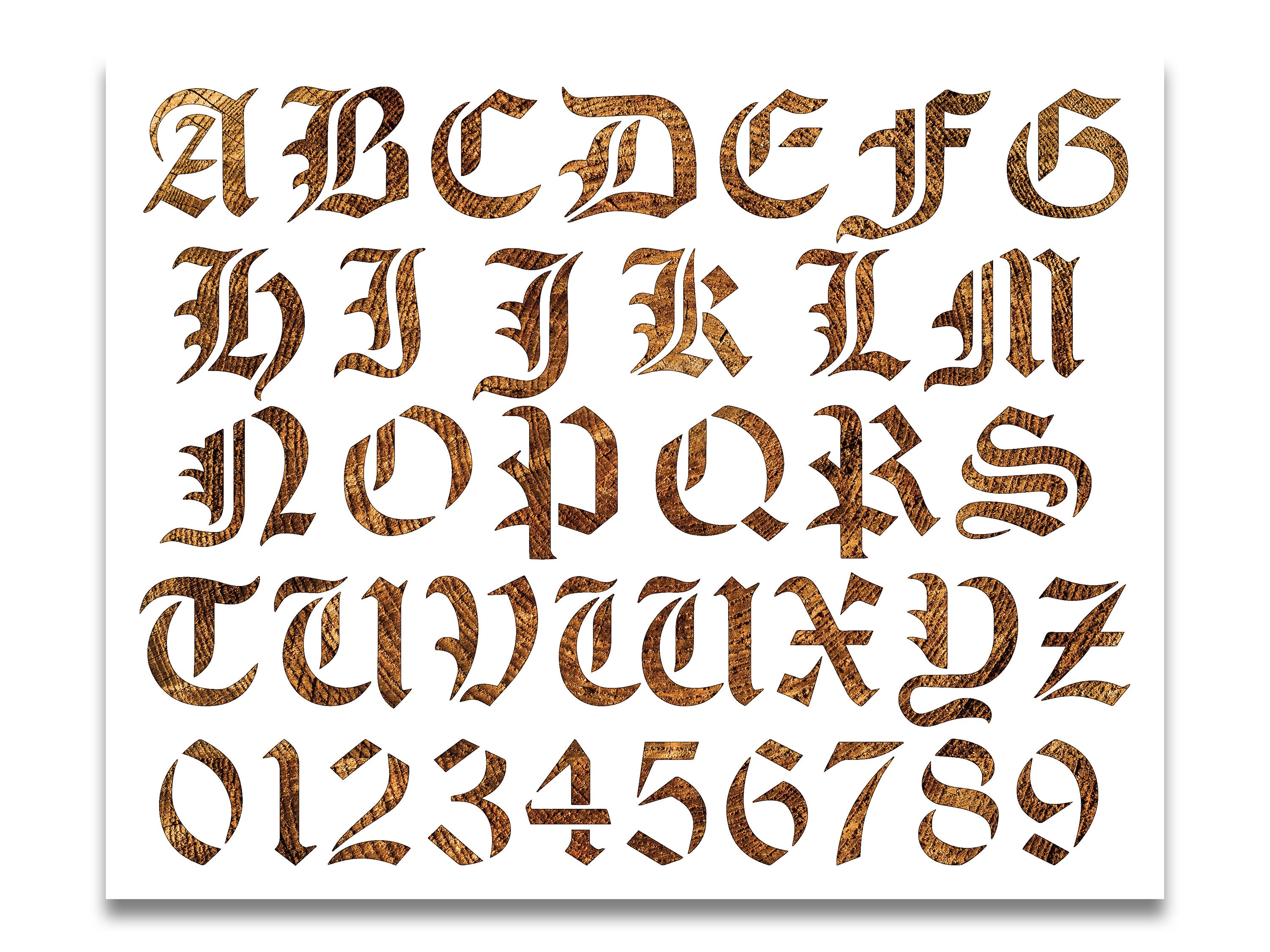 Old English Letter and Number Stencil Sets