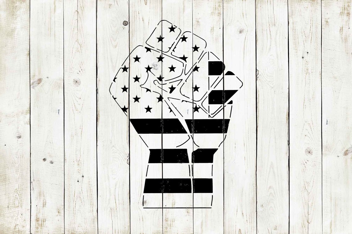 American Flag Raised Fist Stencil Reusable Color Draw &amp; - Etsy