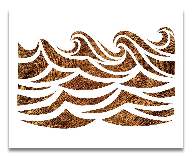Ocean Waves 4" tall Stencil Tropical Beach Nautical Pool Wall Art