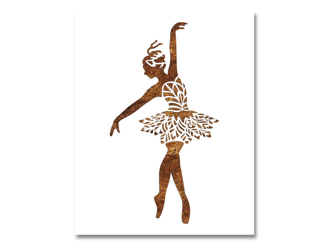FINGERINSPIRE 4-teilige Ballett-Malschablonen Mit Pinsel – Ballerina-Silhouetten Auf Kunststoff, 15x15cm