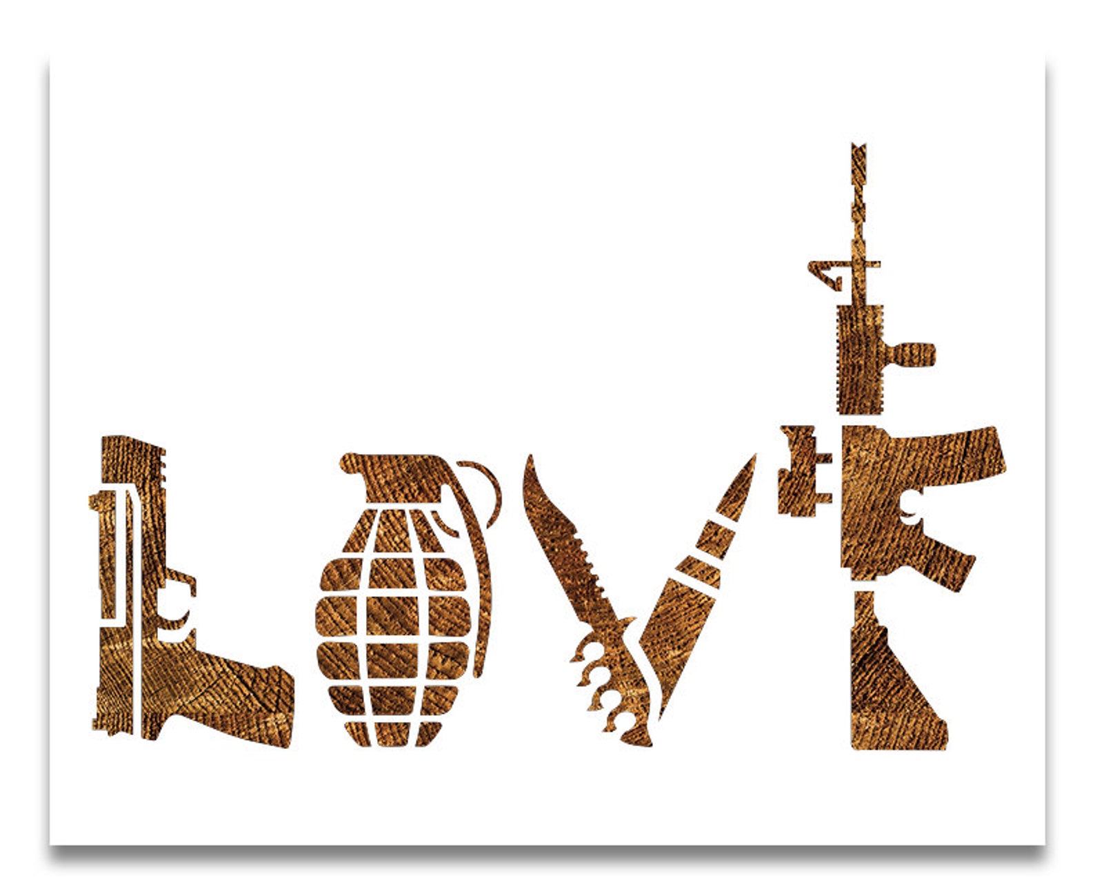 Love Guns Stencil Reusable Color Draw & Paint Military Etsy