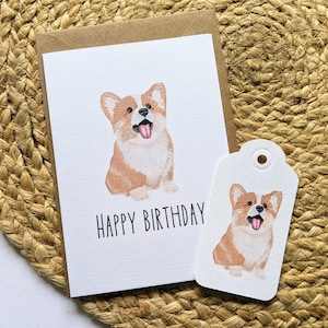 Corgi Birthday Card with Gift Tag