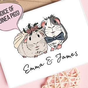 Guinea pig wedding card - printed on quality card / personalised / A6 / handmade