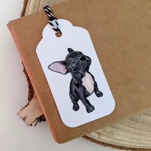 French Bulldog Gift Tags - Set of Four with Twine included - Paper Tags for wrapping