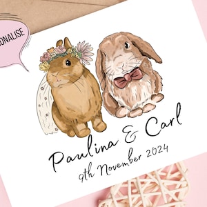 Kaninchen Hochzeitskarte - Premium Karte