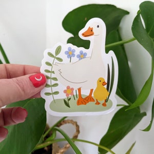 Cute duck and duckling sticker - large waterproof and scratchproof