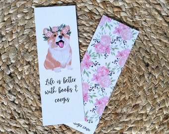 Floral Corgi Bookmark: Dog Lover Gift