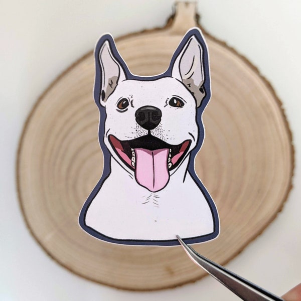 Staffordshire Terrier Sticker - White Staffie Waterproof Sticker - Great Dog Lover Gift!