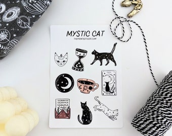 Halloween Sticker Sheet Cat / Tarot / Moon / Mystic