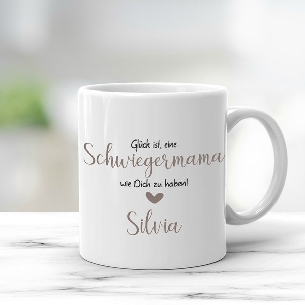 Tasse Schwiegermama Geschenk personalisiert Glück ist,