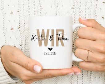 Personalisierte Partner Tasse , Geschenk zum Jahrestag, Kaffeebecher personalisiert, Hochzeitsgeschenk, Hochzeitstag, Geschenk Hochzeitstag