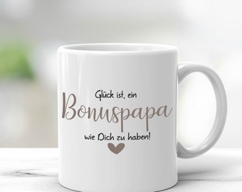 Tasse Bonuspapa Stiefvater Geschenk personalisiert Glück ist,