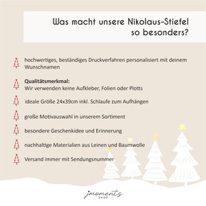 Nikolausstiefel mit Namen, Nikolaus Strumpf zum Aufhängen Kindergarten Weihnachten, Nikolausgeschenk personalisiert, Geschenke für Kinder Bild 8
