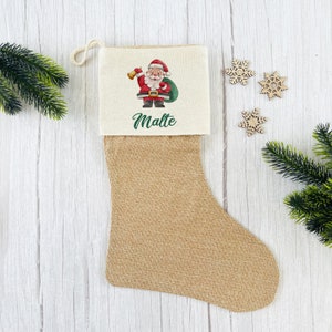 Santa boots with name, Santa stocking for hanging up kindergarten Christmas, Santa gift personalized, gifts for children image 1