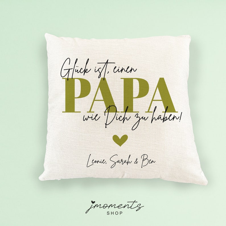 Dad pillow personalized including filling 40 x 40 cm, Father's Day gift, Father's Day gifts, gift, Dad's 1st Father's Day, happiness is dad image 9