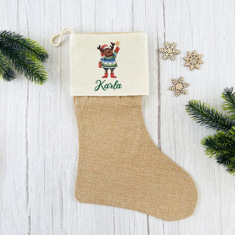 Santa boots with name, Santa stocking for hanging up kindergarten Christmas, Santa gift personalized, gifts for children image 4