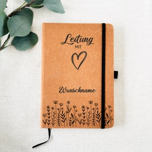 Personalized leather notebook, gift for management, boss with heart, gift idea best boss