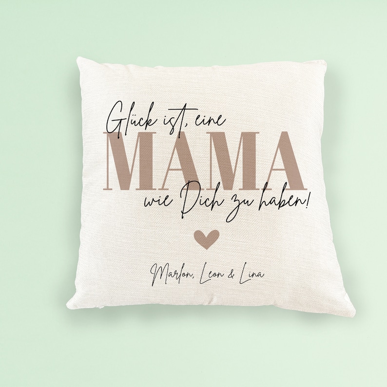 Mama Kissen personalisiert, inkl. Füllung, 40x40cm, Glück ist Mama, Geschenk für Mamas, Muttertagsgeschenk, Geschenke zum Muttertag Bild 6