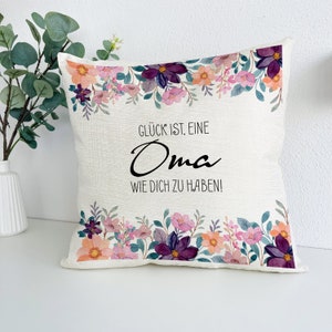 Oma Kissen personalisiert, Glück ist, eine Oma wie dich zu haben, Oma Geschenk mit Namen Bild 2