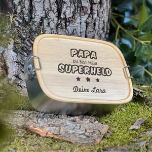 Brotdose Papa, Papa Geschenk, Vatertagsgeschenk, Lunchbox Männer, Geburtstagsgeschenk Papa, Bester Papa, Geschenk zum Vatertag, Papa est 4. Superheld