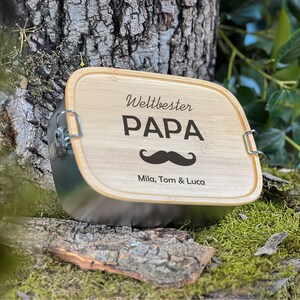 Brotdose Papa, Papa Geschenk, Vatertagsgeschenk, Lunchbox Männer, Geburtstagsgeschenk Papa, Bester Papa, Geschenk zum Vatertag, Papa est 3. Schnurrbart