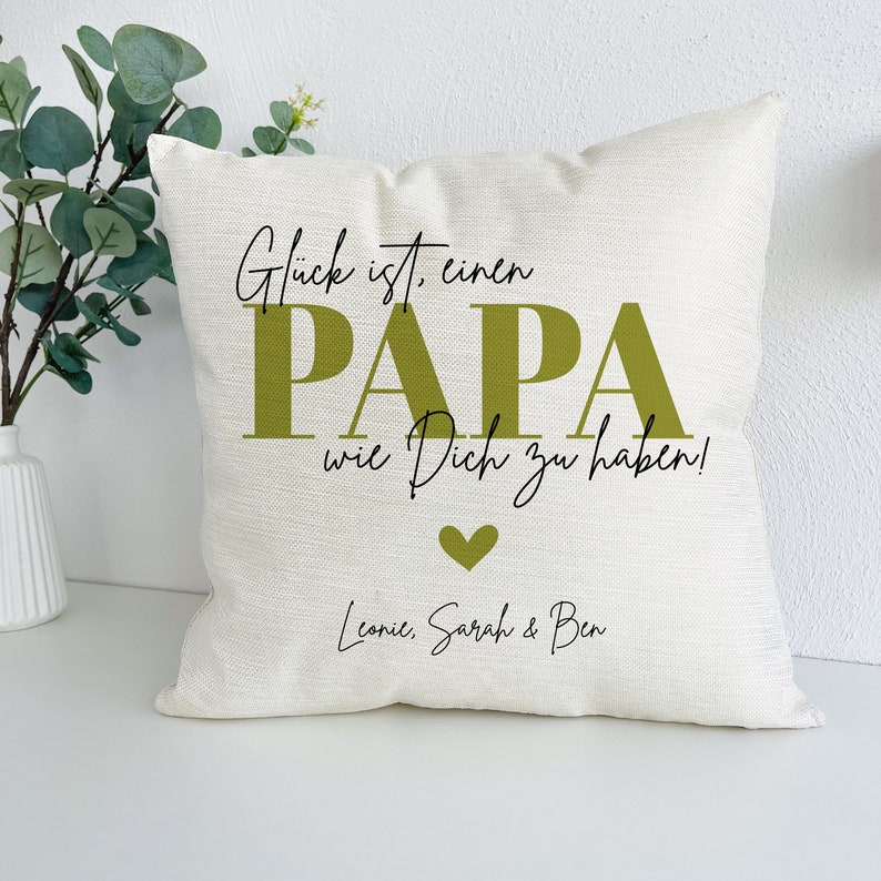 Dad pillow personalized including filling 40 x 40 cm, Father's Day gift, Father's Day gifts, gift, Dad's 1st Father's Day, happiness is dad image 2