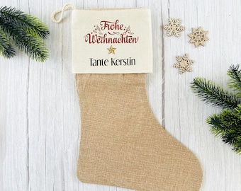 Nikolausstiefel mit Namen, Nikolaus Strumpf zum Aufhängen Kindergarten Weihnachten, Nikolausgeschenk personalisiert, Geschenke für Kinder