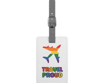 Pride Luggage Tag, Travel Proud Airplane Design, Personalized ID Tag