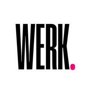 WERK-tekstprint Kiss-Cut-sticker, vinylsticker, transparante sticker, laptopsticker, plannersticker, binnensticker - ZWART
