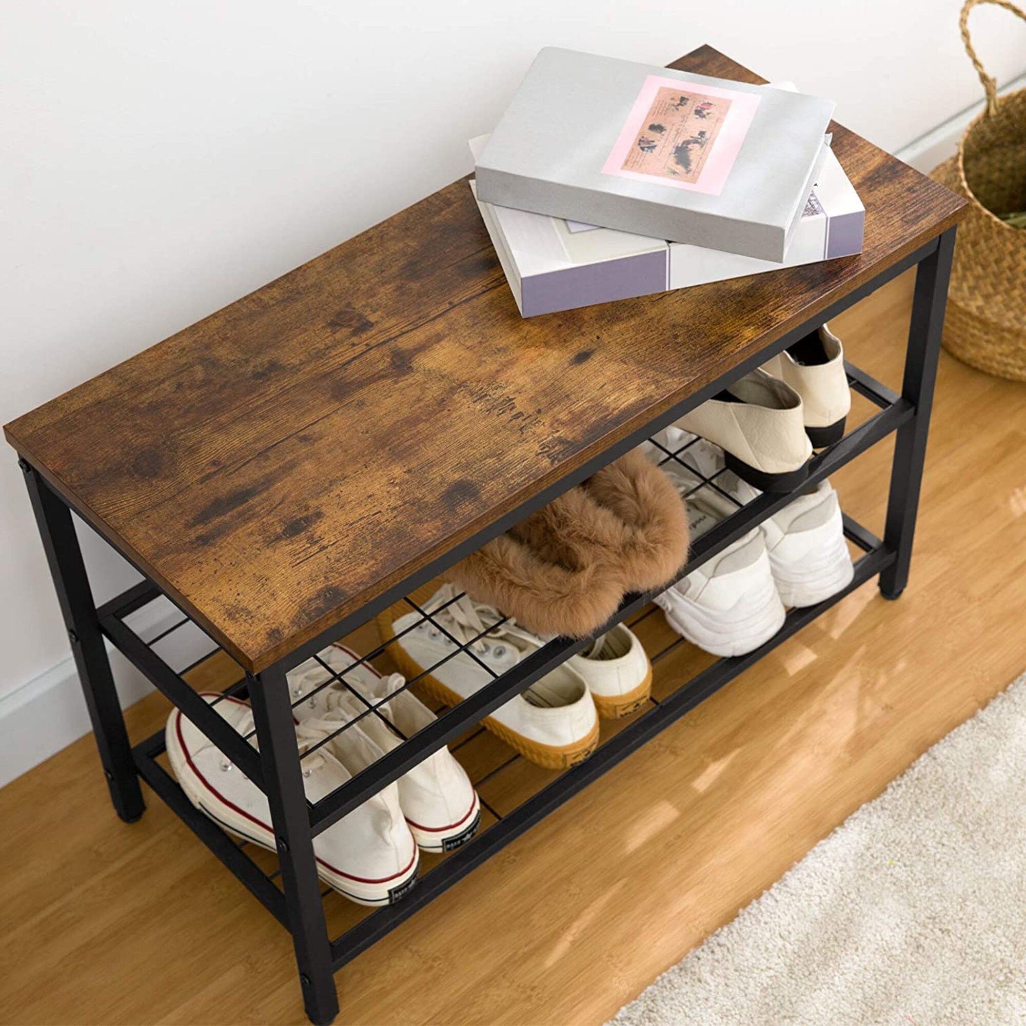Coat Rack & Shoe Storage Bench Set Entryway Shoe Rack With Etsy