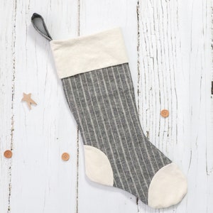 Farmhouse Style Christmas Stocking Eco-Friendly Organic Cotton and Hemp Handmade Zero Waste Gifts, Biodegradable image 1