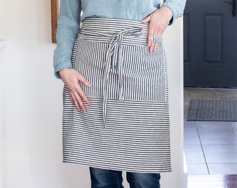 Classic Half Apron | Eco-Friendly | Made in Canada | Hemp & Certified Organic Cotton Canvas | His or Her Kitchen Apron | Unisex One Size