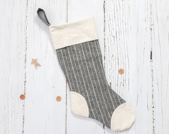 Farmhouse Style Christmas Stocking | Eco-Friendly Organic Cotton and Hemp | Handmade | Zero Waste Gifts, Biodegradable