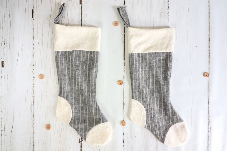 Farmhouse Style Christmas Stocking Eco-Friendly Organic Cotton and Hemp Handmade Zero Waste Gifts, Biodegradable image 8