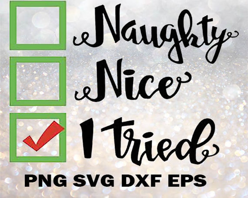 Naughty Nice I Tried SVG PNG DXF - Etsy