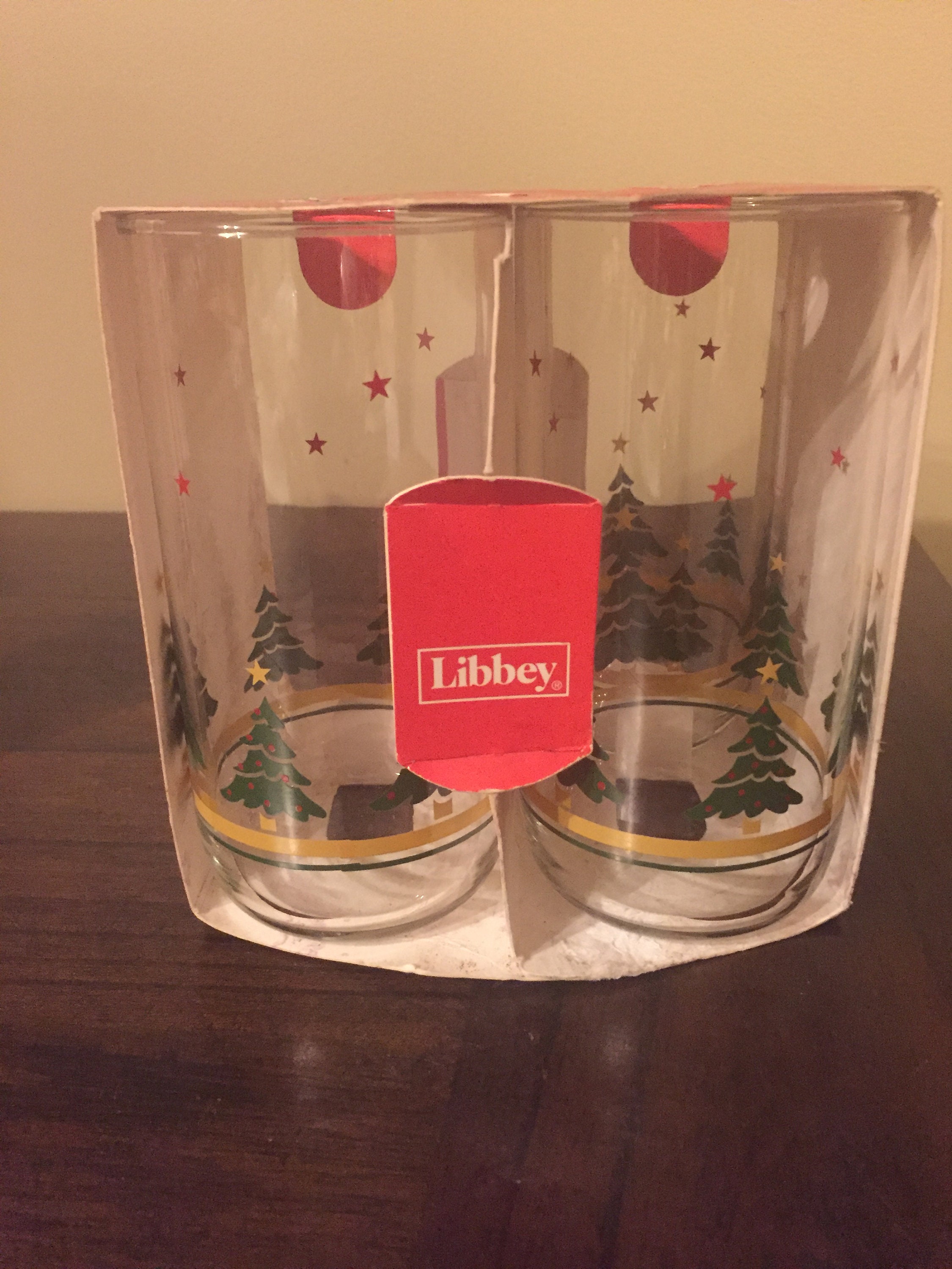 Vintage libbey Christmas glasses set of 4 with original box. Etsy
