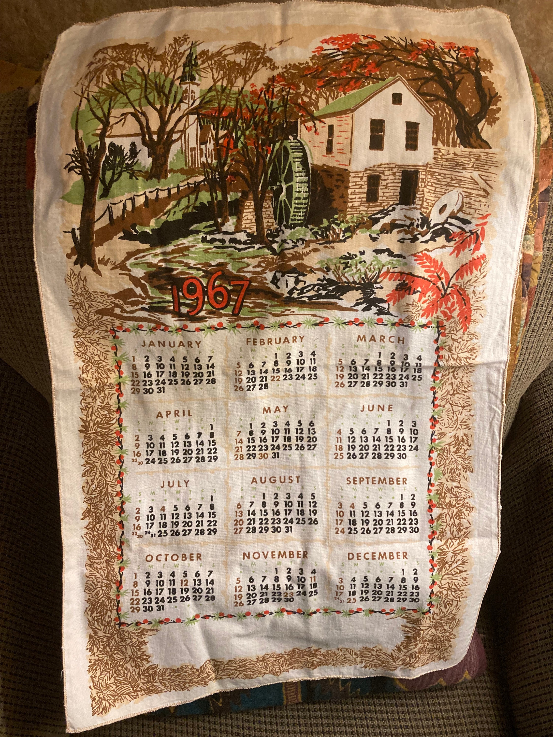 Linen calendar towels sale