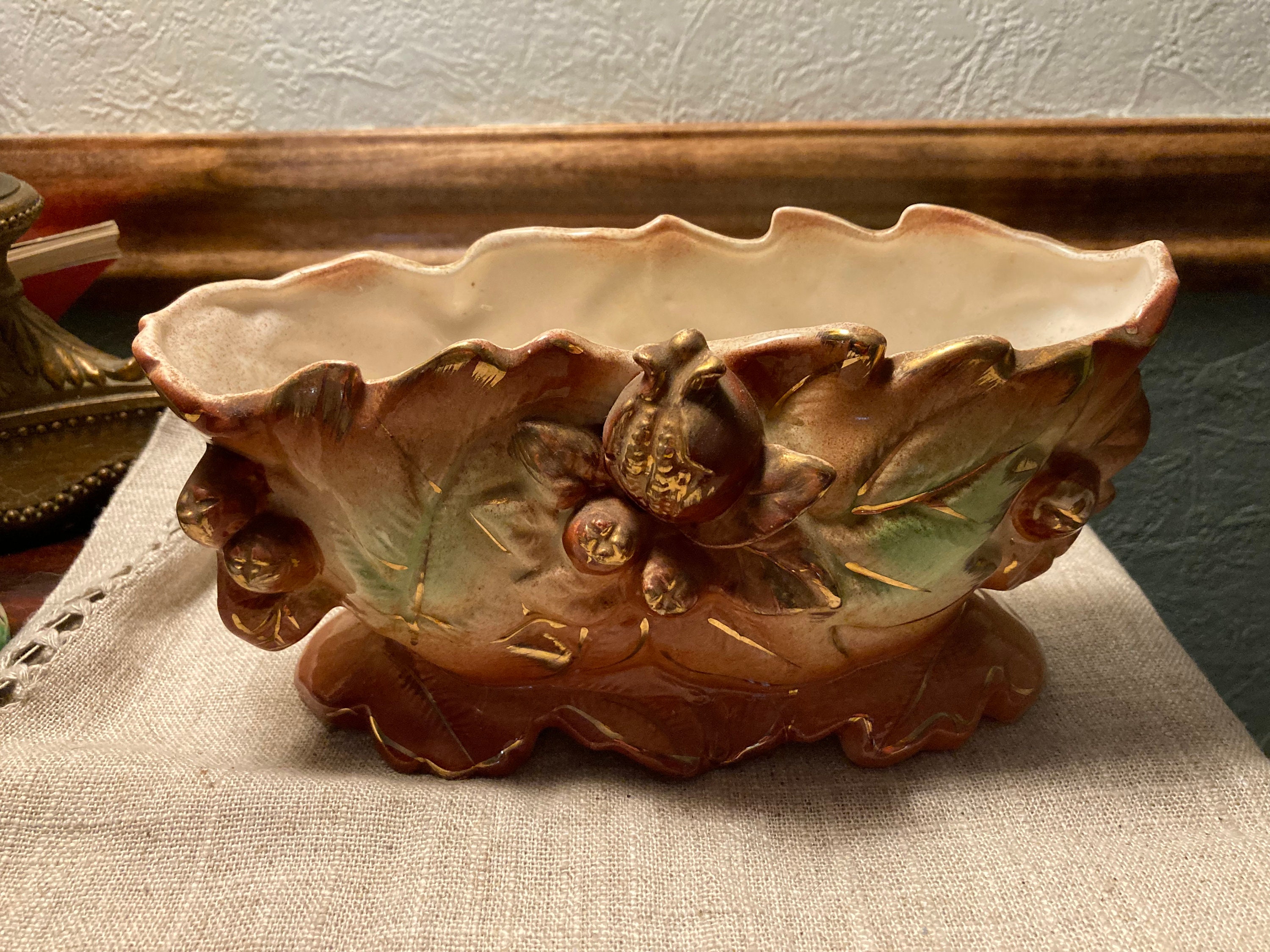 Berries and Pomegranate Majolica planter vase