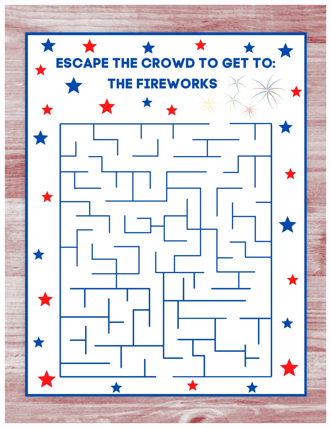 Maze Game 4th Of July Fourth Of July Maze PDF Maze Etsy