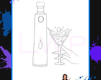 Vodka Bottle Outline Stencil: Sip and Paint Party Printable (PNG)