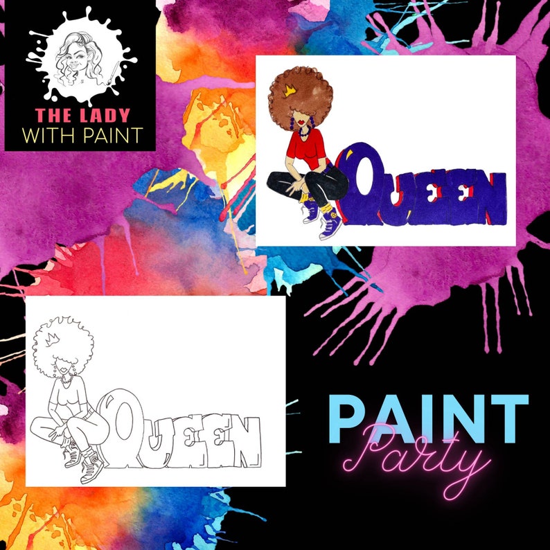 Queen Canvas/ Predrawn Canvas/ Kits/ How to Paint/ Paint Etsy