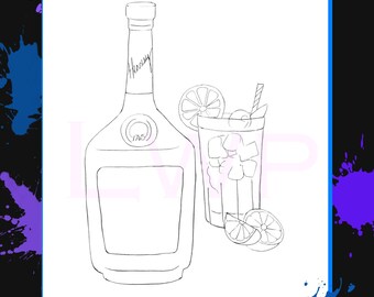 Hennessy Outline Canvas Stencil: Paint Party Printable (PNG)