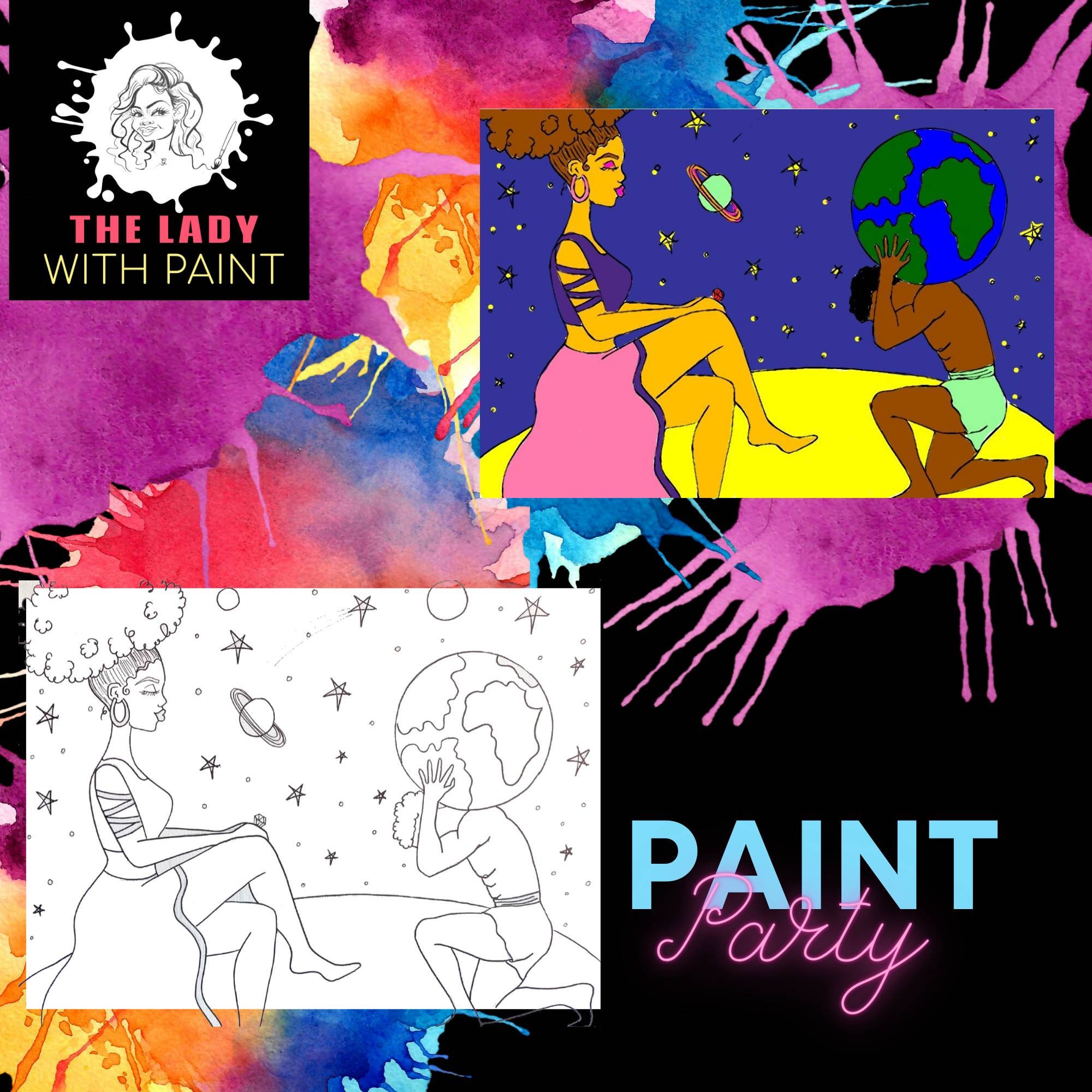 Couple Canvas/ Predrawn Canvas/ Kits/ How to Paint/ Paint Etsy