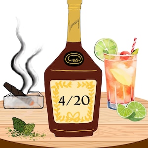 Cognac Bottle Line Art Canvas: DIY Paint & Sip Party (11x14)