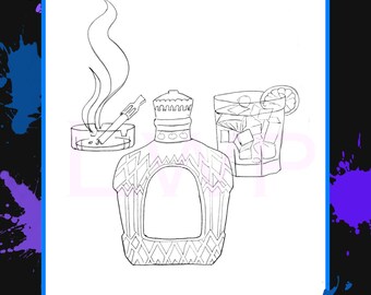 Crown Pre-Drawn Canvas Stencil: Sip and Paint Template (PNG)