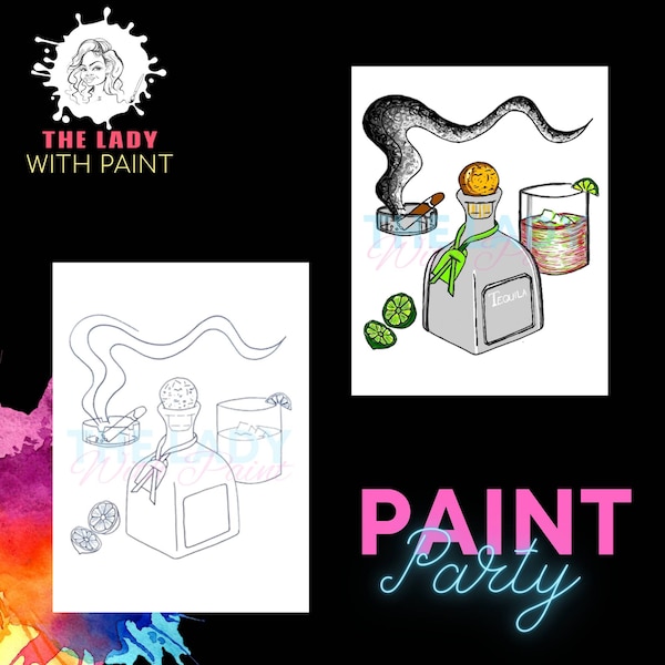 Patron canvas/Pre-drawn canvas / for paint party /Paint party/Sip and paint /Ready to paint /DIY paint and sip /Summer games