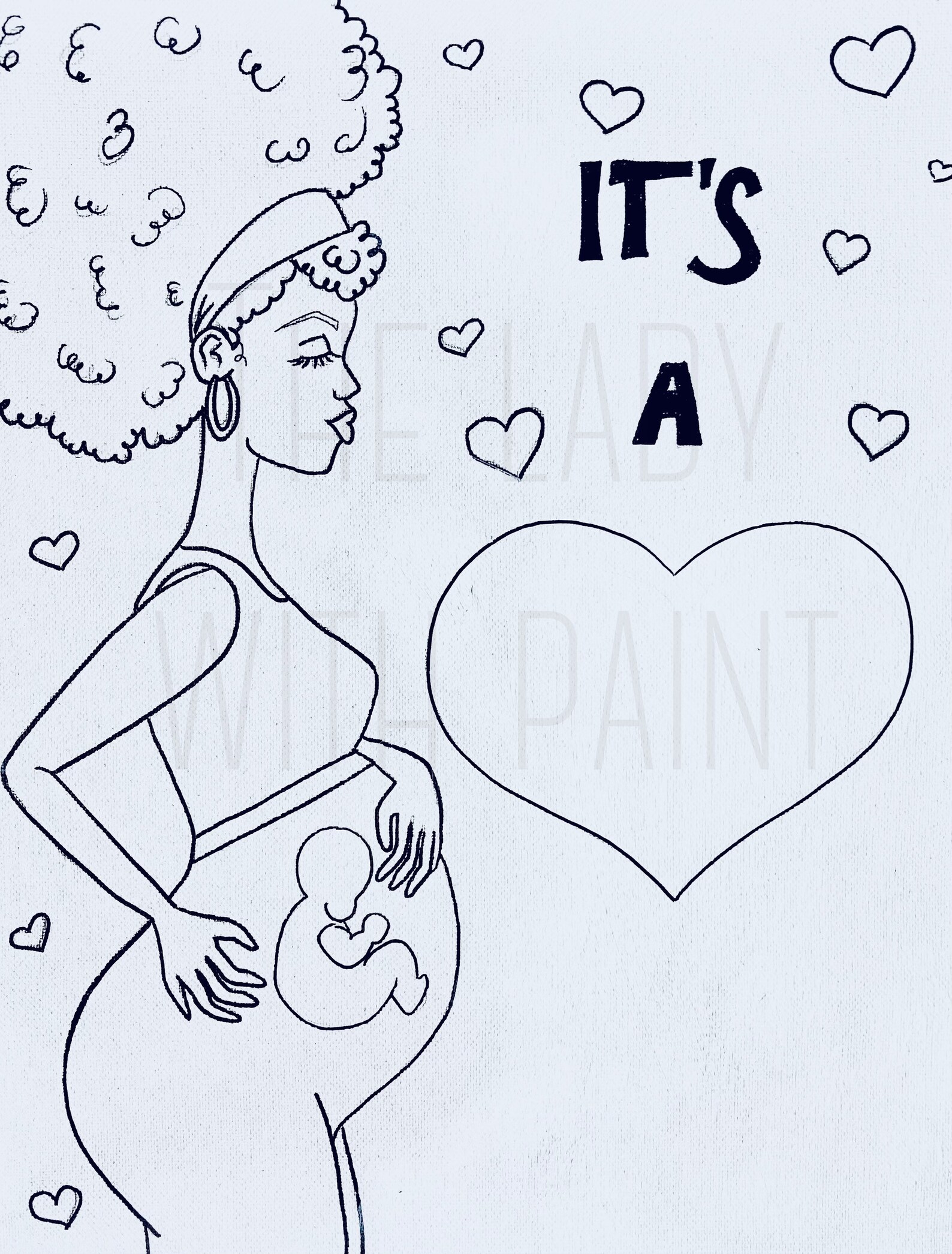 Baby shower canvas/ Predrawn canvas/ Presketched canvas/ Etsy